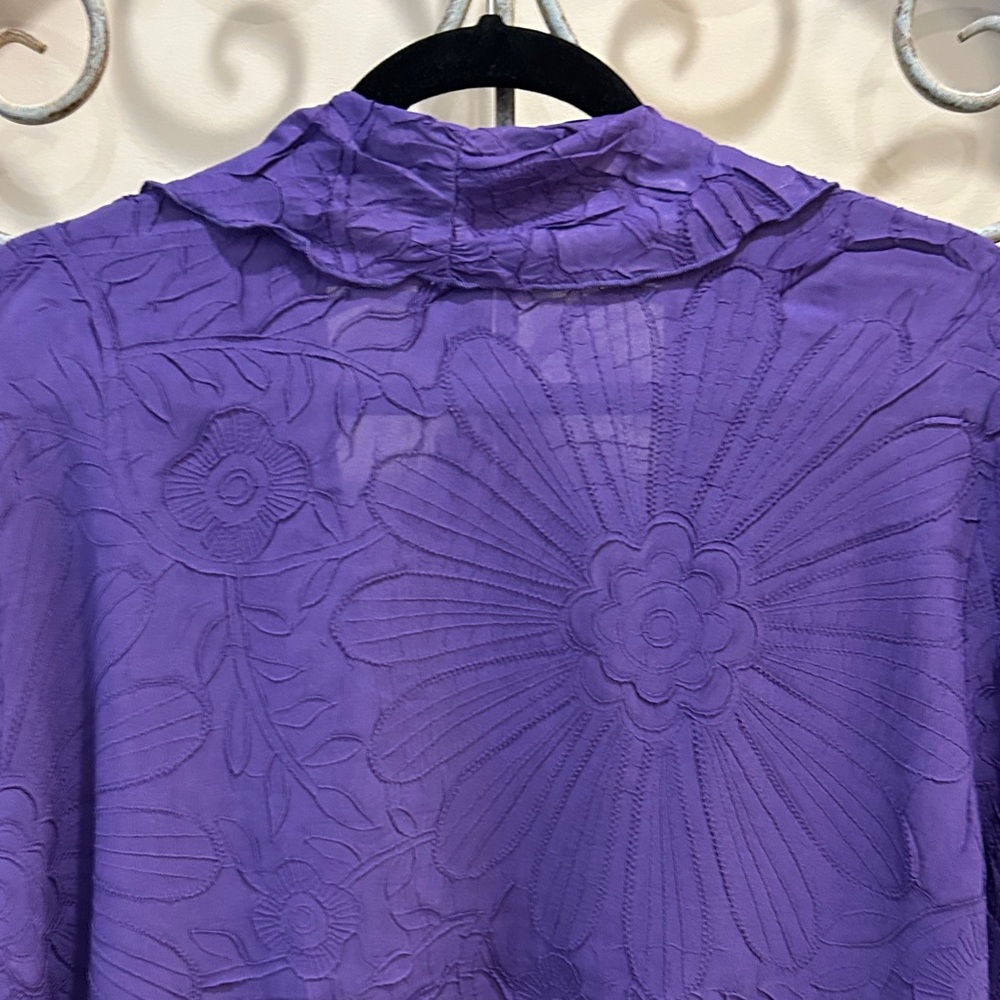 Chico's Travelers Midnight Orchid Flower Embossed Jacket Size 3 (XL) NWT - Picture 7 of 9